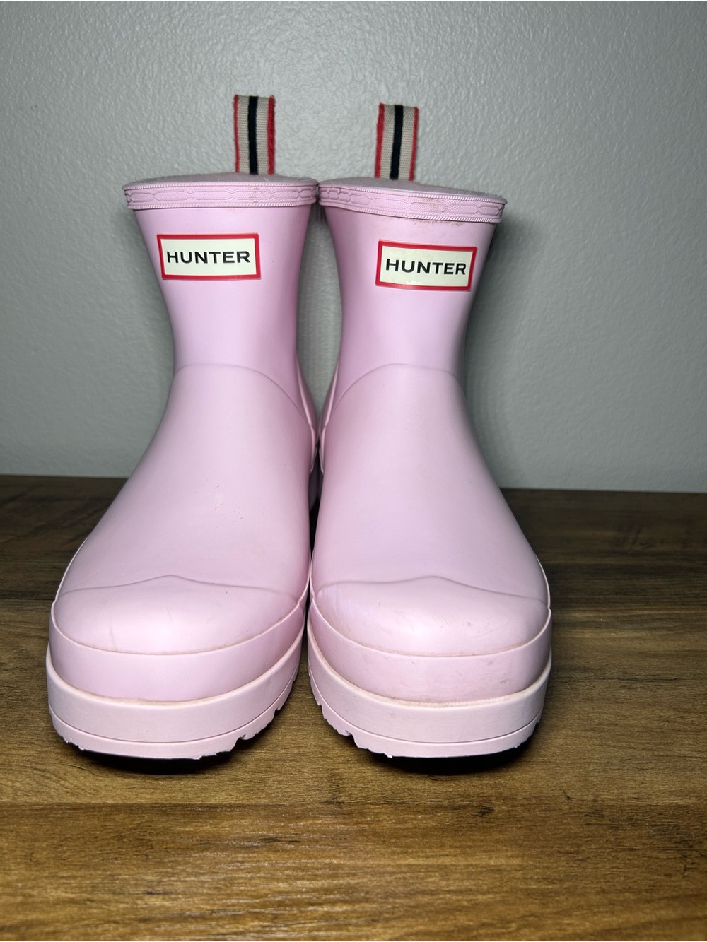 Hunter Pink Short Waterproof Platform Rain Boots